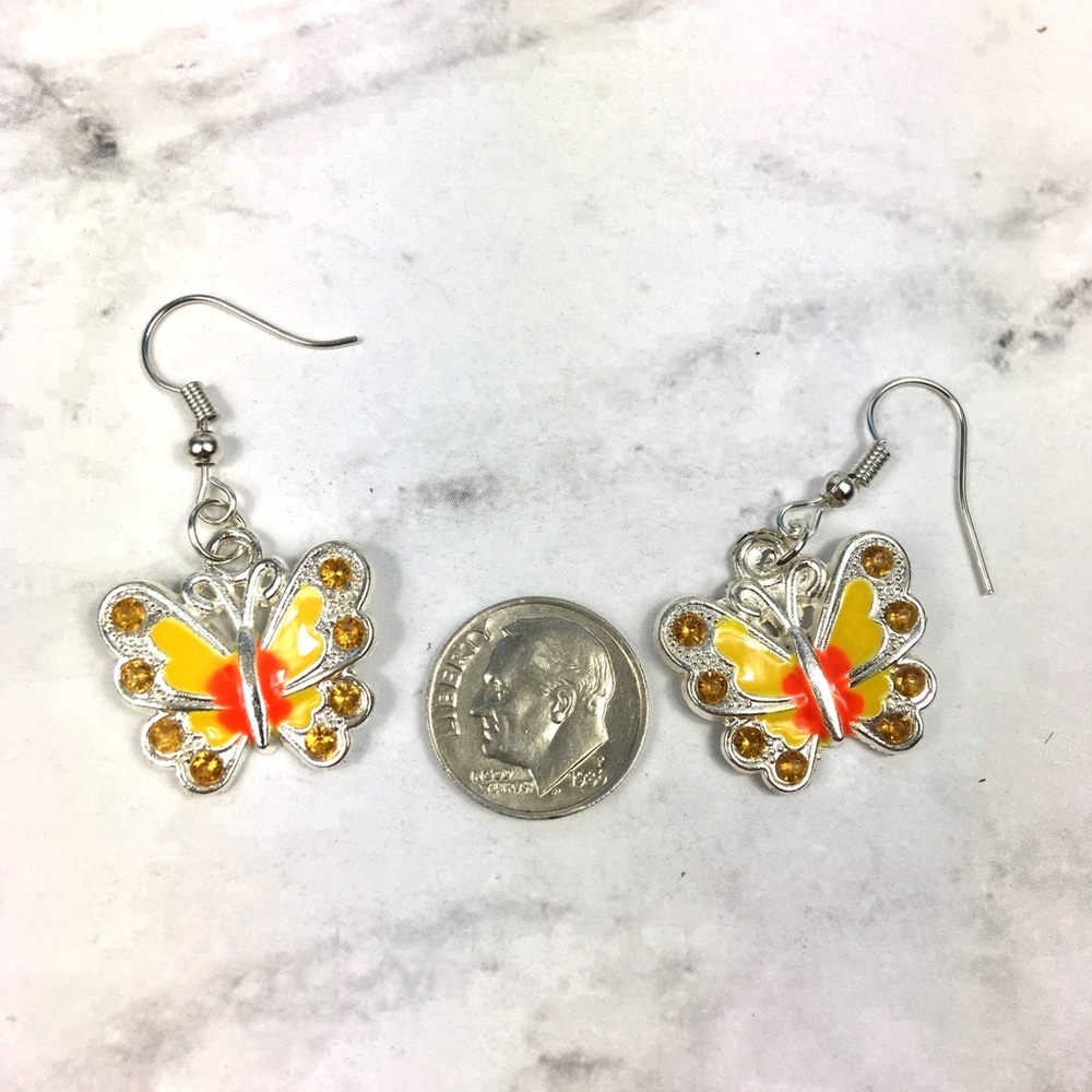 3 for $15 Yellow Butterfly Dangle Earrings - Picture 4 of 5